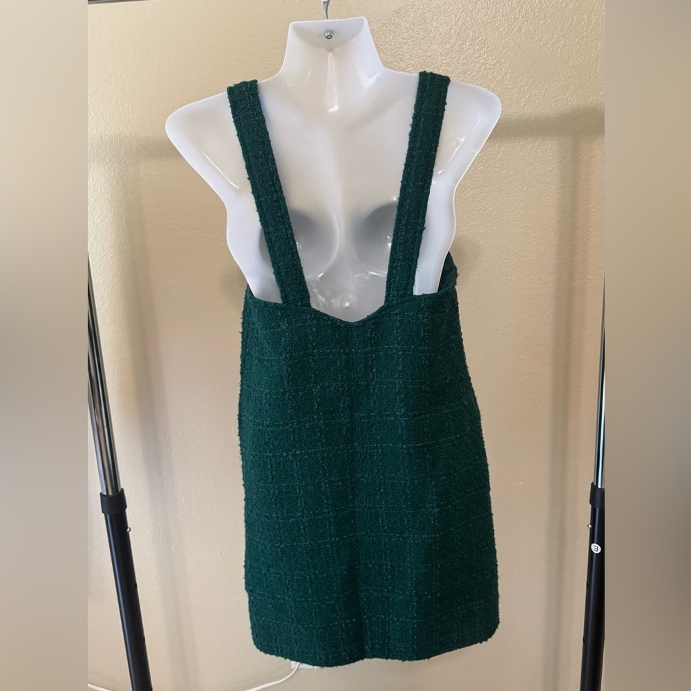 Abercrombie & Fitch Dress Womens Large Green Tweed Boucle Jumper Pockets Size XS - Picture 2 of 3